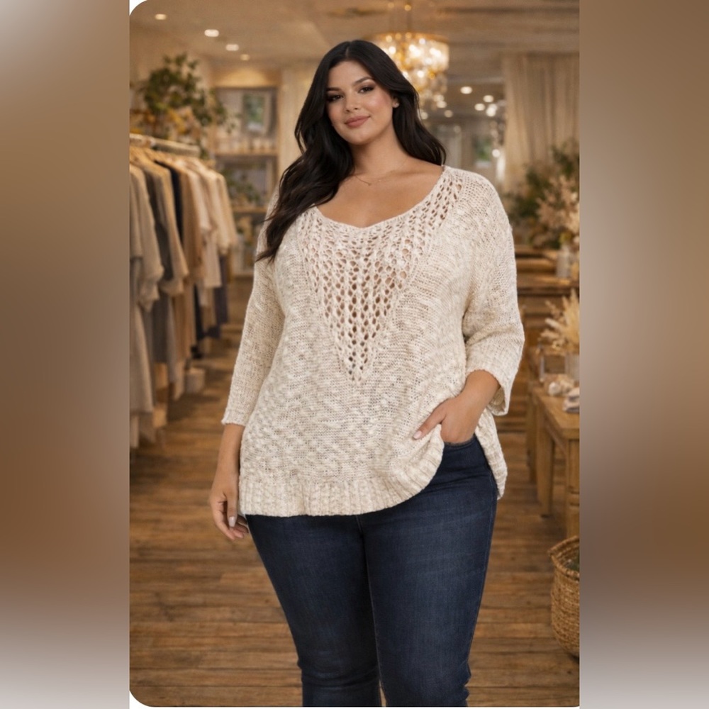 We The Free Cream V-Neck Sweater